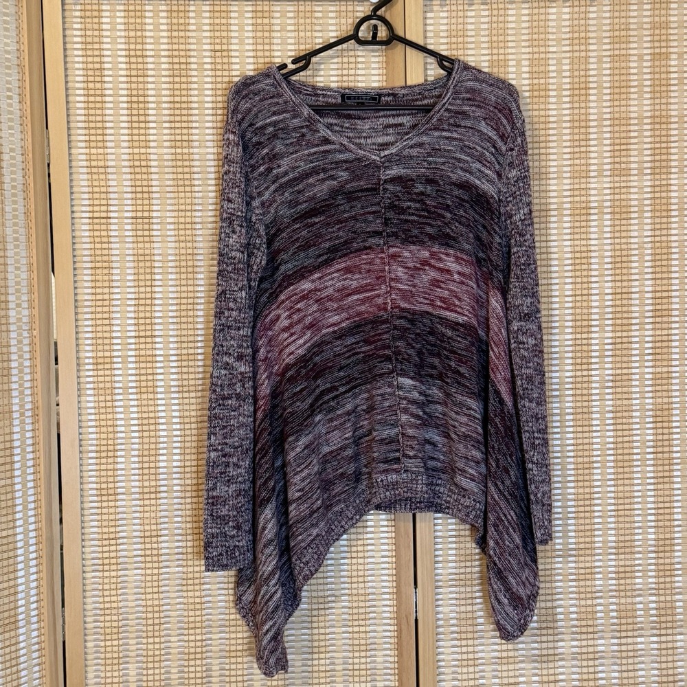 CREAZIONI EFFECI Womens L Sweater Asymmetrical Stripe Boho Streetwear Lagenlook